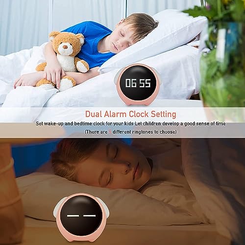 Desidiya® Alarm Clock, Alarm Clock for Students, Digital Clock, Emoji Clock with Dual Alarm & Adjustable Brightness, Snooze Function & Temperature - Pink - Image 3