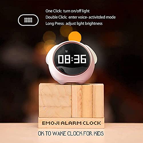 Desidiya® Alarm Clock, Alarm Clock for Students, Digital Clock, Emoji Clock with Dual Alarm & Adjustable Brightness, Snooze Function & Temperature - Pink - Image 4