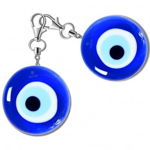 Stewit® Evil Eye Charm - Bag, Purse, Key, Buggy, Stroller, Protection, Nazar Boncuk, Dog Tag, Gold Pendant, Zipper Pull (Pack Of 2) - Image 1
