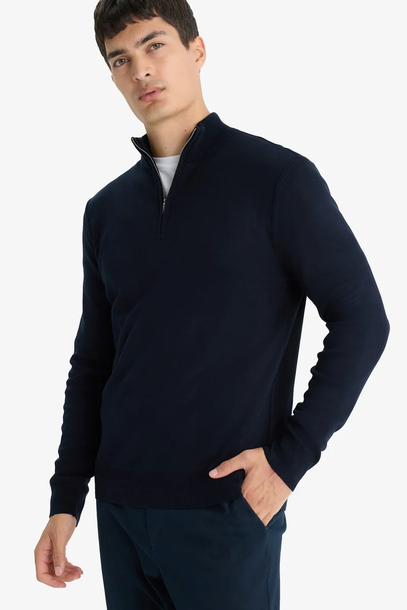ديفاكتو Standard Fit Zipper Knitwear Pullover