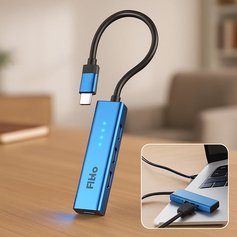 Fitto 4-Port USB-C & USB 3.0 Hub for Fast Data Transfer - Image 2