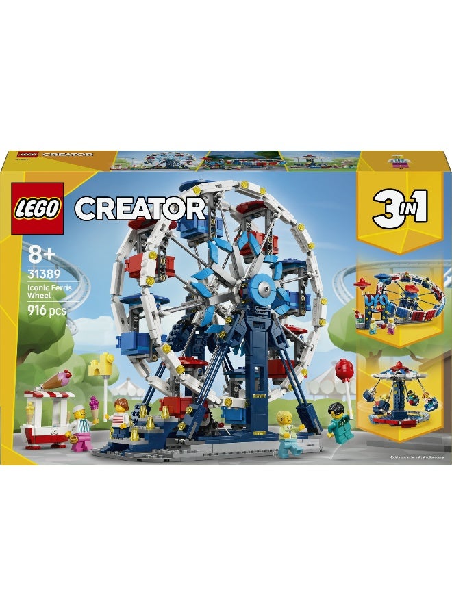 LEGO Creator 3 in 1 Iconic Ferris Wheel 31389 Building Toy Set (485 Pieces) - Image 2