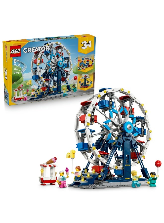 LEGO Creator 3 in 1 Iconic Ferris Wheel 31389 Building Toy Set (485 Pieces) - Image 1