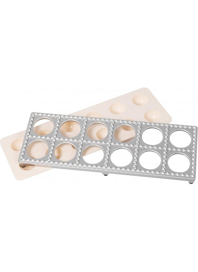 Ravioli Maker by Cucina Pro - Includes Tray and Press Tool - Makes 12 Italian, Authentic Raviolis at a Time, XL 1 3/4 Inch Squares, Easy to Use Pasta Maker Kit, Sturdy Construction & Great Gift