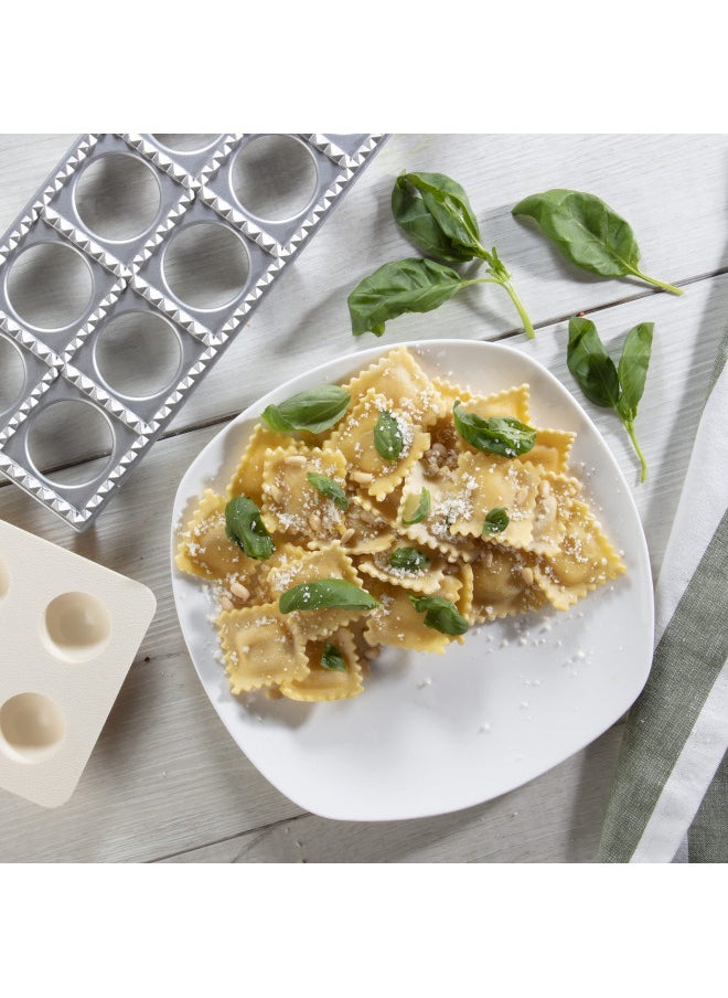 Ravioli Maker by Cucina Pro - Includes Tray and Press Tool - Makes 12 Italian, Authentic Raviolis at a Time, XL 1 3/4 Inch Squares, Easy to Use Pasta Maker Kit, Sturdy Construction & Great Gift