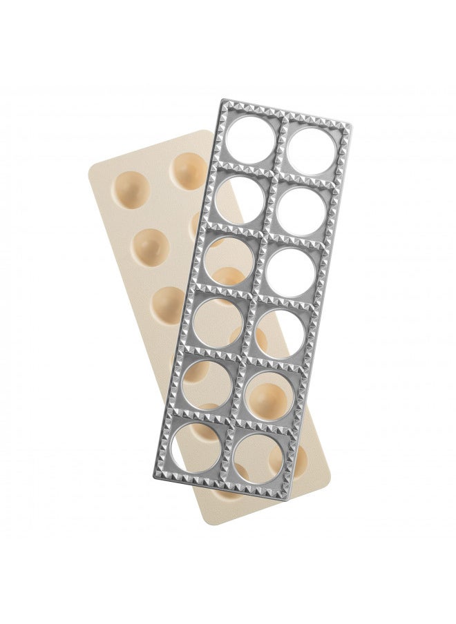 Ravioli Maker by Cucina Pro - Includes Tray and Press Tool - Makes 12 Italian, Authentic Raviolis at a Time, XL 1 3/4 Inch Squares, Easy to Use Pasta Maker Kit, Sturdy Construction & Great Gift