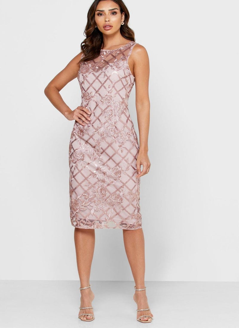 Adrianna Papell Floral Lattice Dress - Image 1