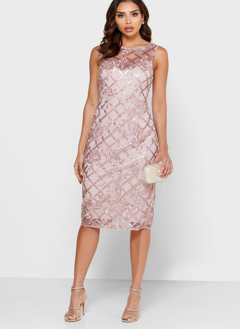 Adrianna Papell Floral Lattice Dress - Image 4