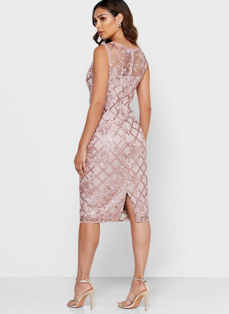 Adrianna Papell Floral Lattice Dress - Image 2