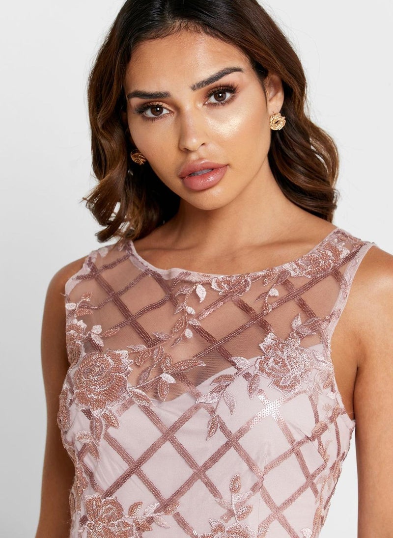 Adrianna Papell Floral Lattice Dress - Image 3