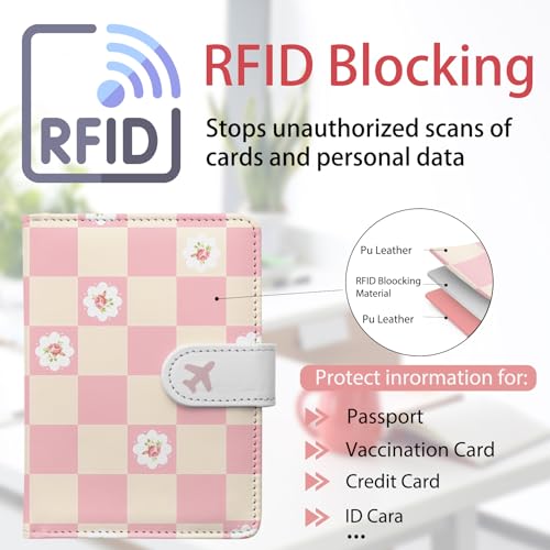 LumeTrav Passport Holder, Travel Wallet Cover with Pen Loop | Cute RFID Blocking Leather Case with Magnetic Closure for Travel Essentials-Sweet - Image 3