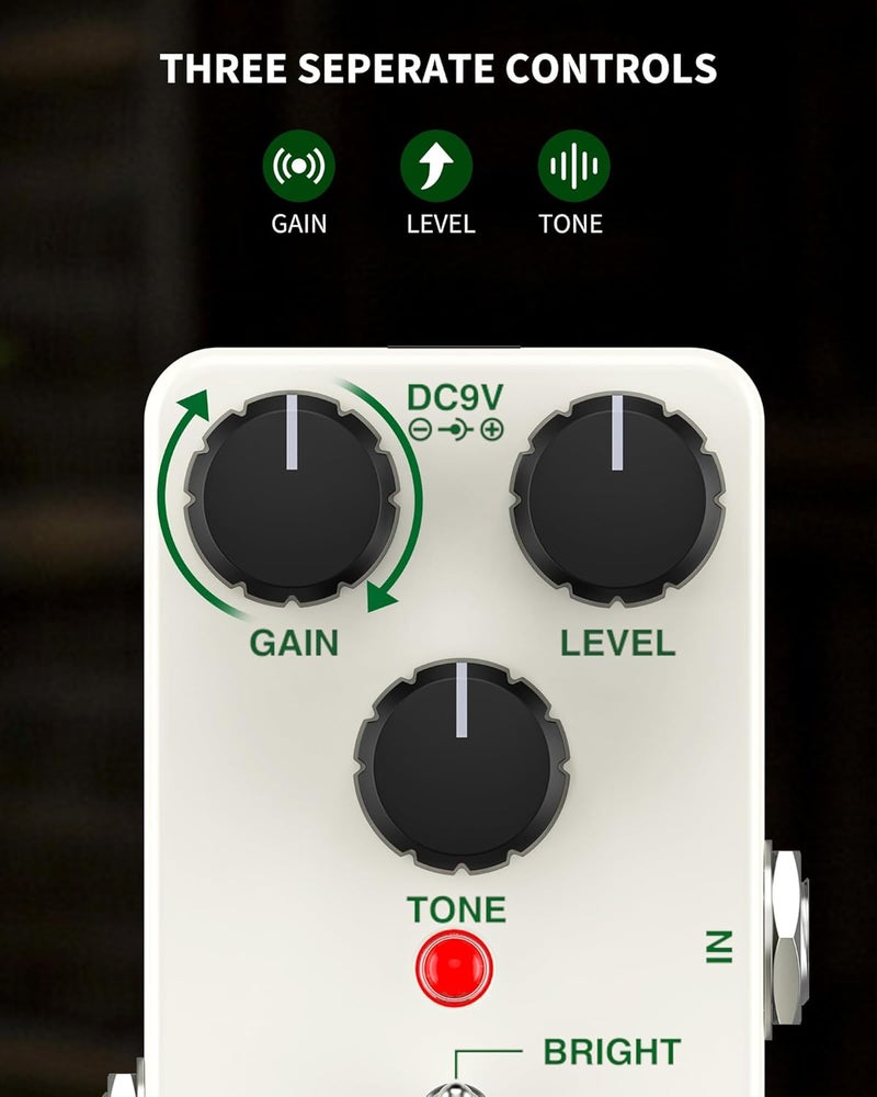 POGOLAB دواسة Pogolab Overdrive، دواسة أوفر درايف للجيتار مع تأثيرين، ساطع ومسطح، تجاوز حقيقي، جهد مستمر 9 فولت، دواسة مصغرة للجيتار الكهربائي - Image 4