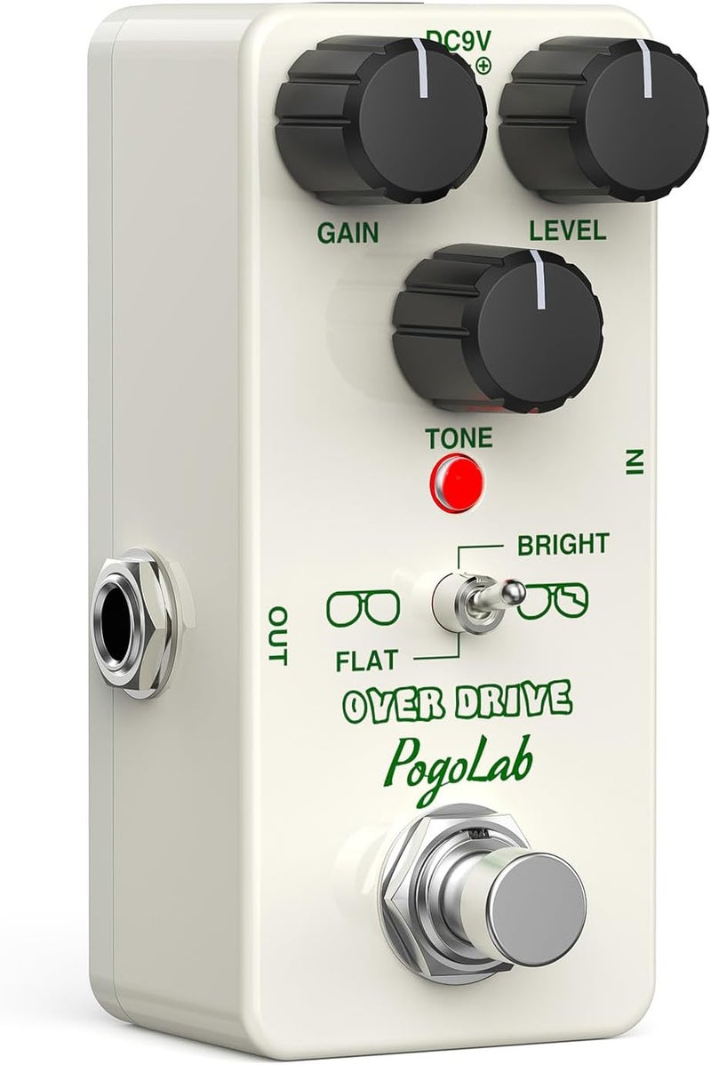 POGOLAB دواسة Pogolab Overdrive، دواسة أوفر درايف للجيتار مع تأثيرين، ساطع ومسطح، تجاوز حقيقي، جهد مستمر 9 فولت، دواسة مصغرة للجيتار الكهربائي - Image 1