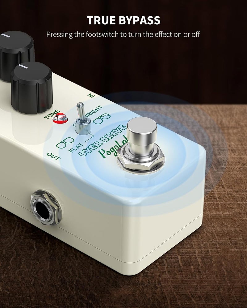POGOLAB دواسة Pogolab Overdrive، دواسة أوفر درايف للجيتار مع تأثيرين، ساطع ومسطح، تجاوز حقيقي، جهد مستمر 9 فولت، دواسة مصغرة للجيتار الكهربائي - Image 5
