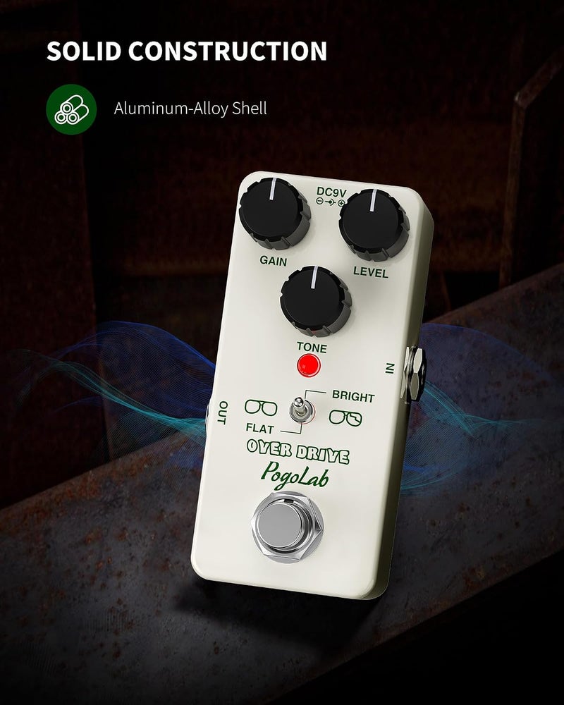 POGOLAB دواسة Pogolab Overdrive، دواسة أوفر درايف للجيتار مع تأثيرين، ساطع ومسطح، تجاوز حقيقي، جهد مستمر 9 فولت، دواسة مصغرة للجيتار الكهربائي - Image 3