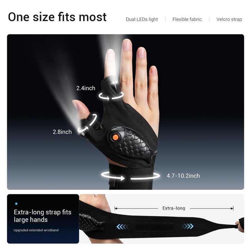 ThxToms Flashlight Gloves Rechargeable, Valentines Day Birthday for Men Husband Boyfriend Dad Him, Cool Gadgets Tools Finger Lights Waterproof for Repairing Fishing - Image 3