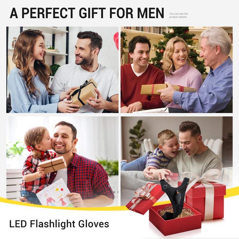 ThxToms Flashlight Gloves Rechargeable, Valentines Day Birthday for Men Husband Boyfriend Dad Him, Cool Gadgets Tools Finger Lights Waterproof for Repairing Fishing - Image 2