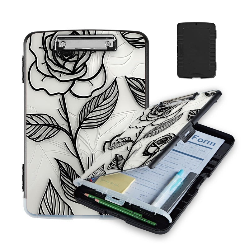Tudguiloae Cute Pattern Design Clipboard with Storage - Lightweight Letter/A4 Size Clipboard, Ideal for Teachers, Nurses, Office Women, and Students - 9.5 x 14.2 Inch (Rose) - Image 1