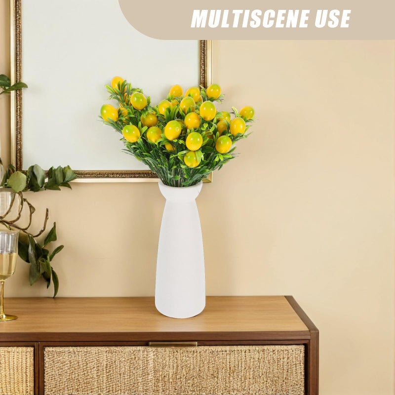 Artificial Lemon Stems 3pcs Green Faux Lemon Branches for Home Kitchen Vase Bouquet - Image 4