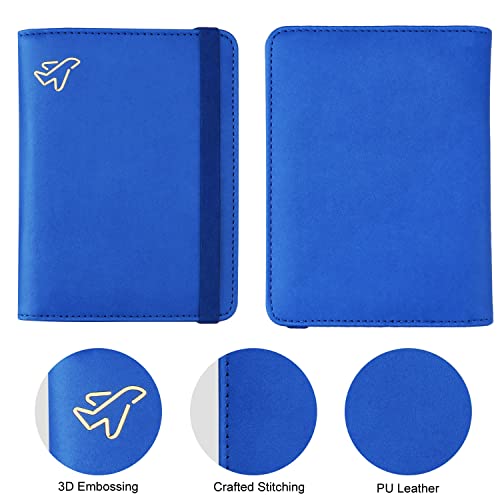 WALNEW Passport Holder for Travel, RFID Passport Cover Wallet for Women Men, PU Leather Passport Book Card Holder Case with Pen, Travelling Essentials for Flying - Image 2