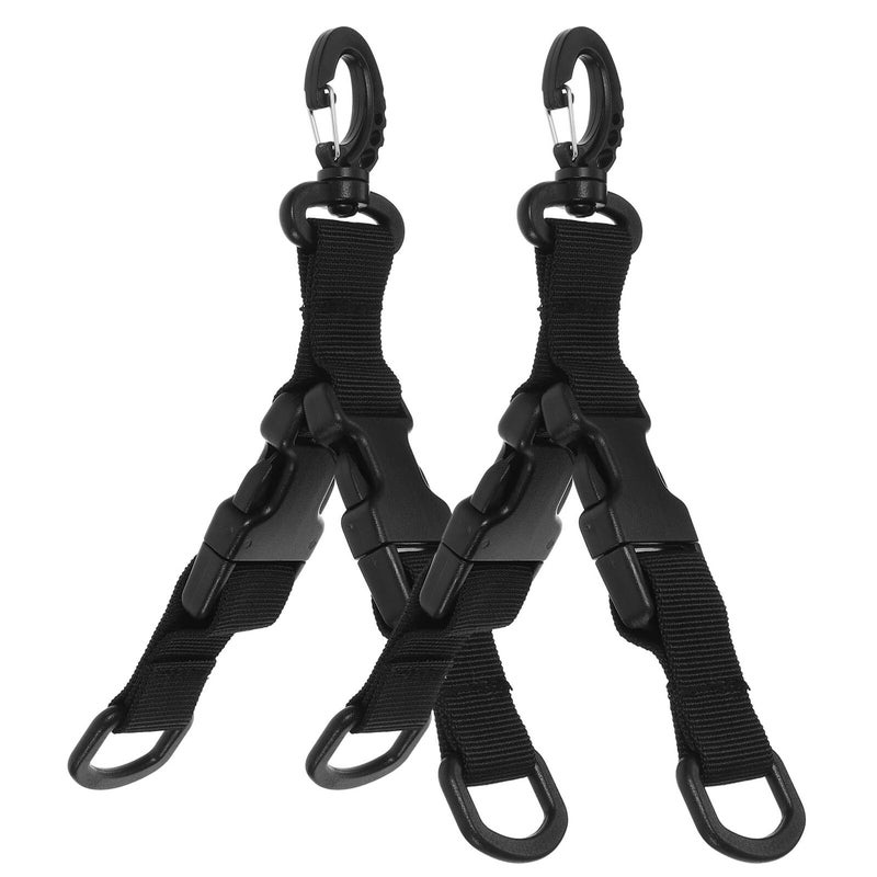 2 Pack Black Nylon D Ring Carabiner Hooks for Outdoor Backpack Waist Belt Hiking Camping - Image 2