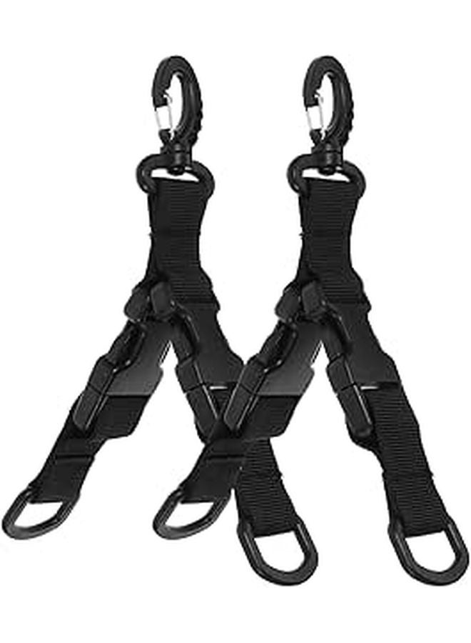 2 Pack Black Nylon D Ring Carabiner Hooks for Outdoor Backpack Waist Belt Hiking Camping - Image 1