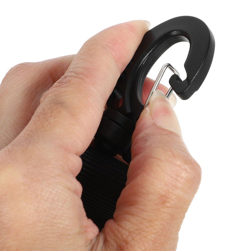2 Pack Black Nylon D Ring Carabiner Hooks for Outdoor Backpack Waist Belt Hiking Camping - Image 5