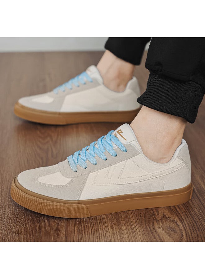 Pull Back Warrior Men's Canvas Sneakers Couple Casual Sports Shoes Wxym411 Beige Gray Size 35 - Image 3