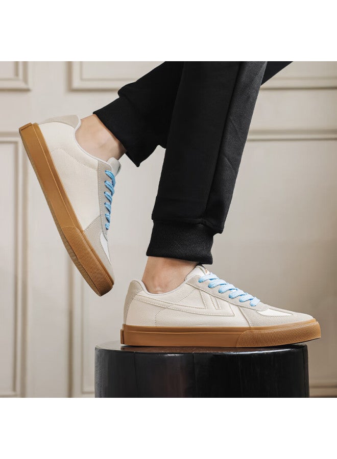 Pull Back Warrior Men's Canvas Sneakers Couple Casual Sports Shoes Wxym411 Beige Gray Size 35 - Image 2