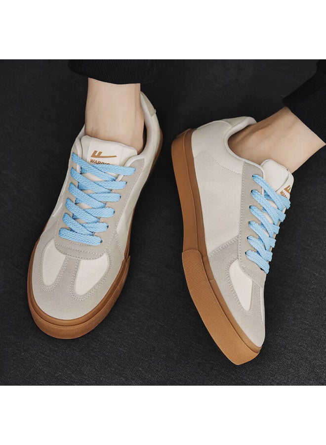 Pull Back Warrior Men's Canvas Sneakers Couple Casual Sports Shoes Wxym411 Beige Gray Size 35 - Image 4