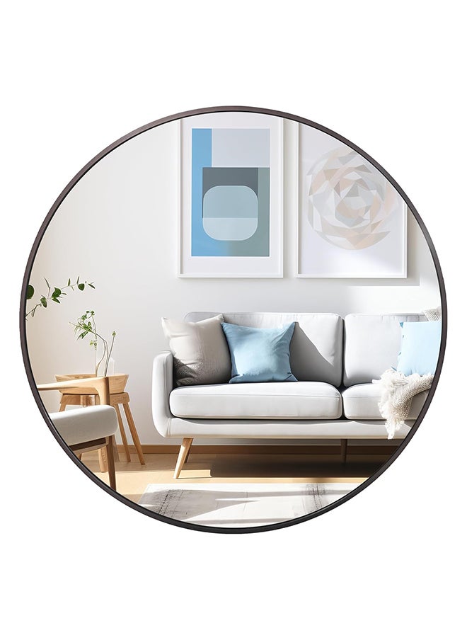 SKY-TOUCH - 50cm Black Round Mirror : Glass Wall Mirror Circular with Metal Frame Matte Circle Mirror for Bathroom Vanity Bedroom Hallway Living Room Home Wall Decor (Black 50 * 50cm) - Image 1