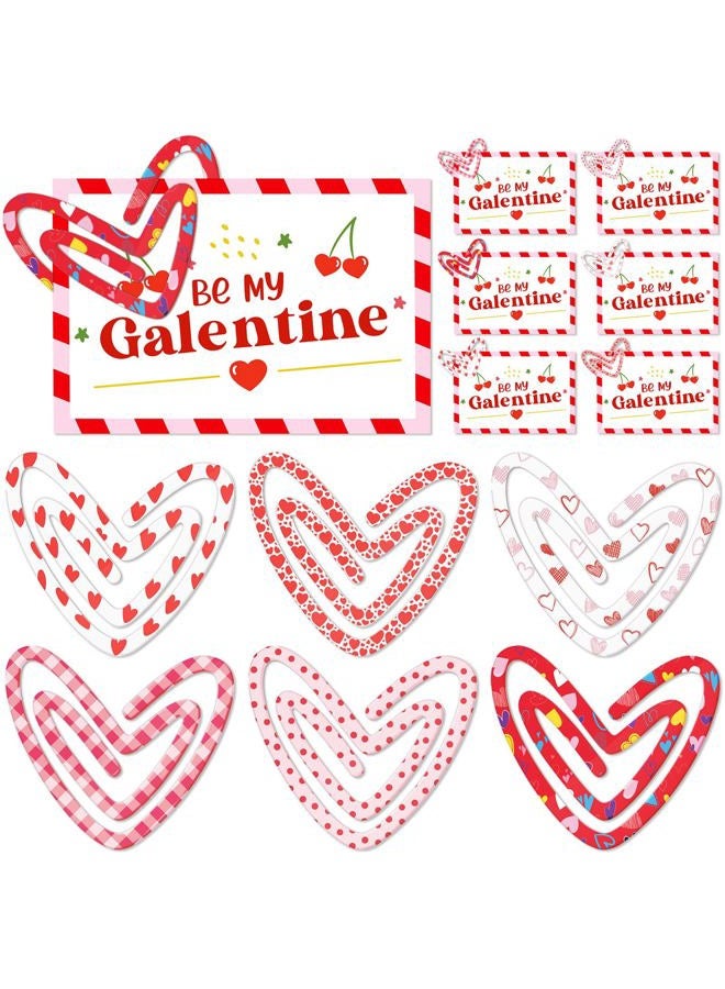 Tinlade 12 Pcs Galentines Day Gift Jumbo Heart Shape Paper Clips Bookmarks with Be My Galentine Cards Valentine's Gift Decorative Love Paper Clips for Women Besties Bachelorette Wedding Party Favor - Image 1