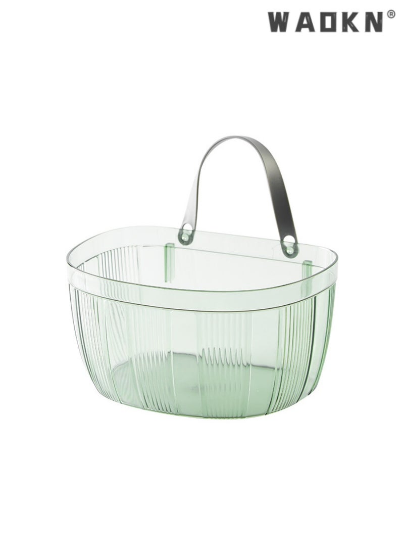 WAOKN Dual-use Kitchen & Bathroom Ginger & Garlic Hanging Basket, Adhesive Wall-mounted Storage Basket, Convenient Storage for Seasoning Ingredients（Transparent green）  - Image 1