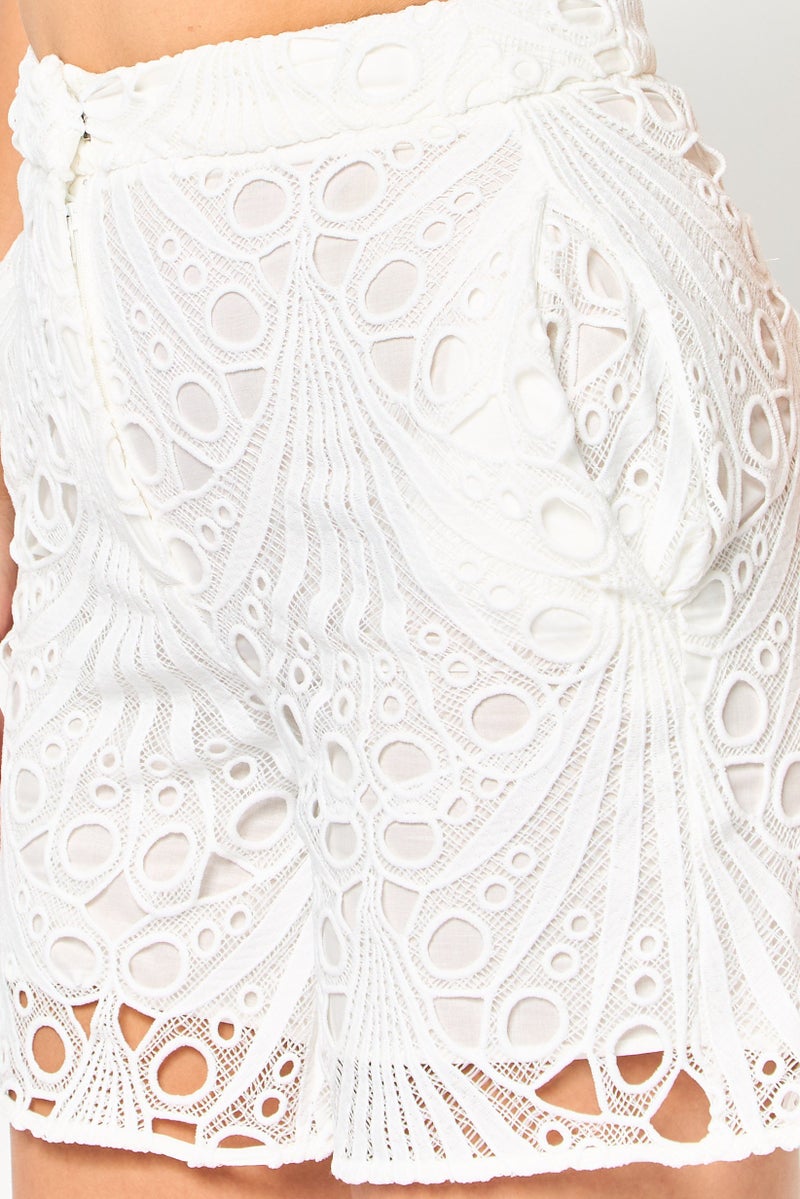 PINKO Women Textured Basic Shorts, White - Image 3