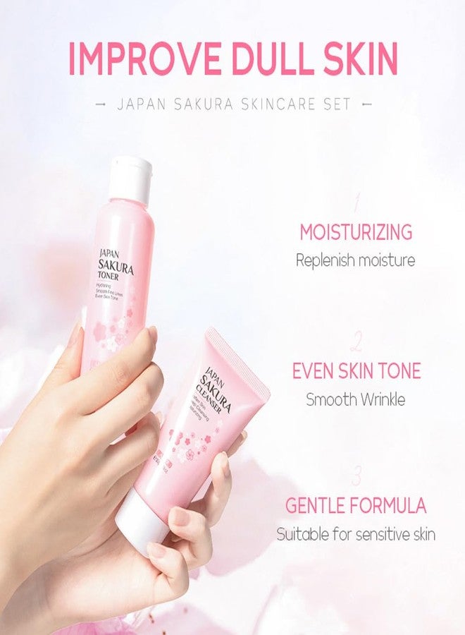 Blopuivo Skincare Gift Set Sakura Skin Care Travel Kit with Cleanser, Toner, Serum, Eye Cream, Face Cream for Women Girls (5pcs) - Image 5