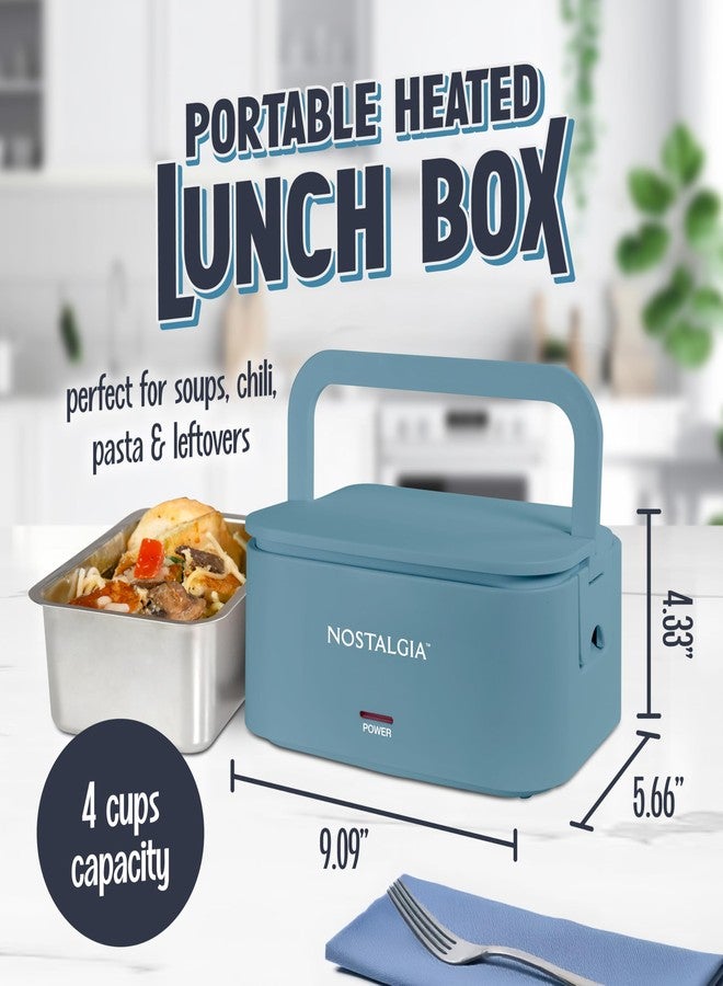 Nostalgia Portable Heated Lunch Box - 4-Cup Stainless Steel Food Warmer - Detachable Cord, Leak-Proof Lid, Carry Handle - Portable for Work & Travel - Ocean Blue - Image 2