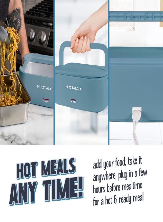Nostalgia Portable Heated Lunch Box - 4-Cup Stainless Steel Food Warmer - Detachable Cord, Leak-Proof Lid, Carry Handle - Portable for Work & Travel - Ocean Blue - Image 5