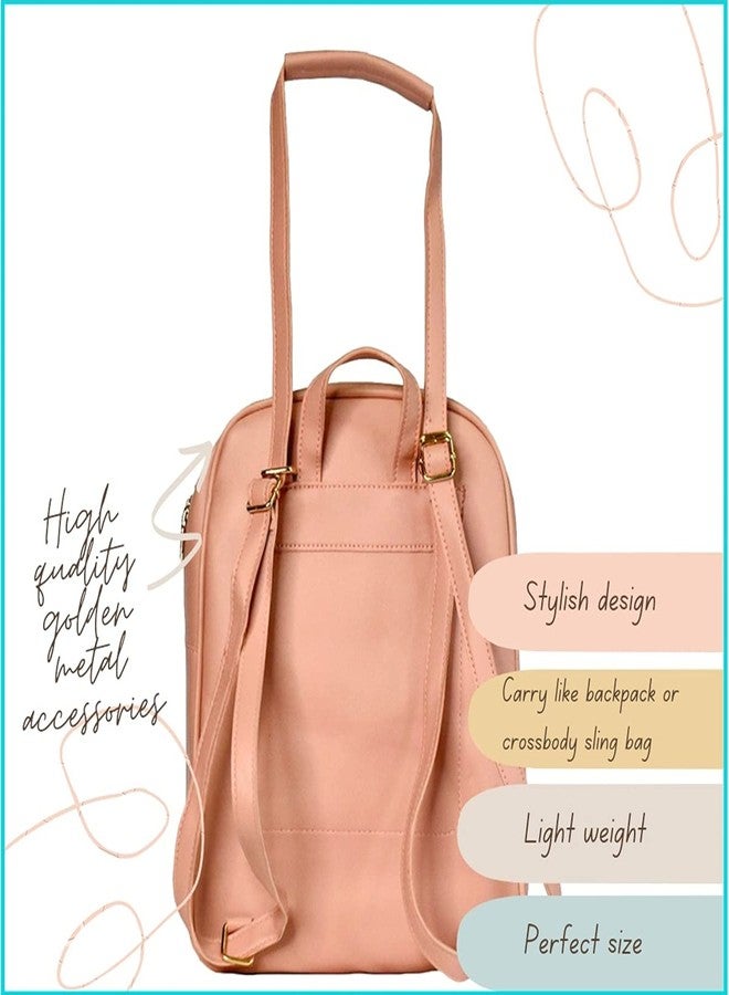 TYPIFY Piano Design Women Pu Leather 2 Pcs Combo Backpack And Sling Bag, 12 Litres, Coral - Image 4