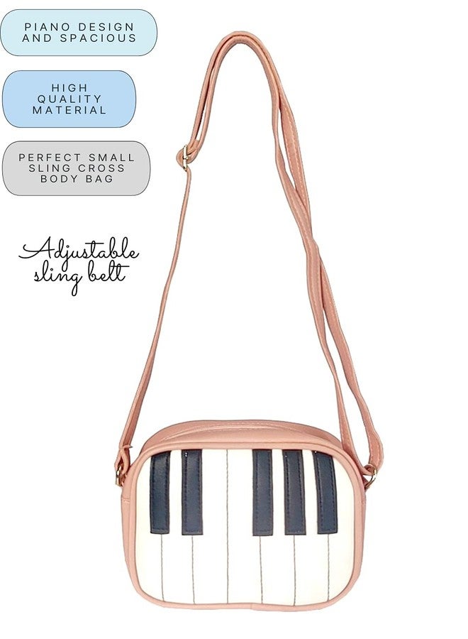 TYPIFY Piano Design Women Pu Leather 2 Pcs Combo Backpack And Sling Bag, 12 Litres, Coral - Image 5
