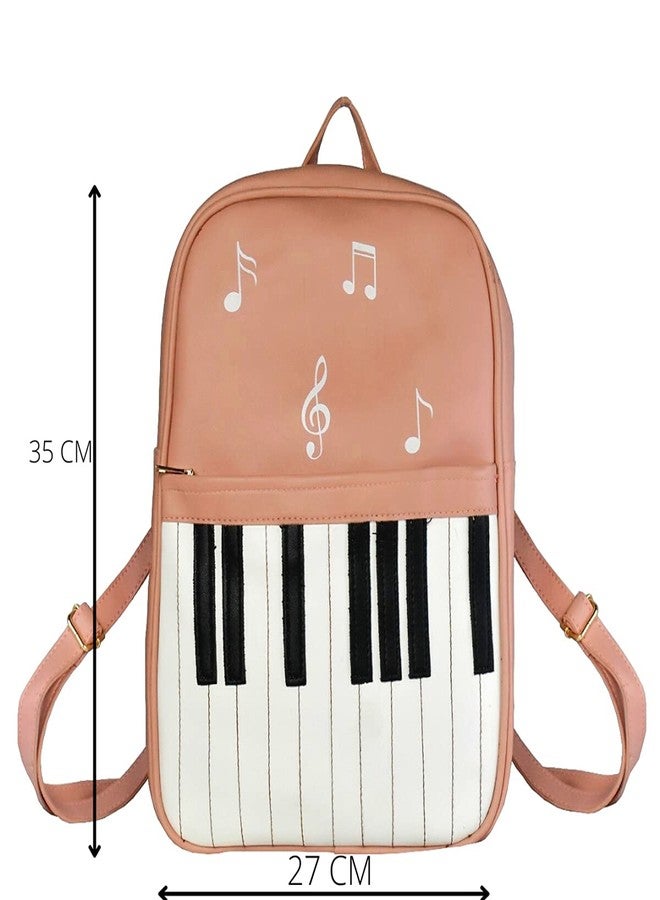 TYPIFY Piano Design Women Pu Leather 2 Pcs Combo Backpack And Sling Bag, 12 Litres, Coral - Image 3