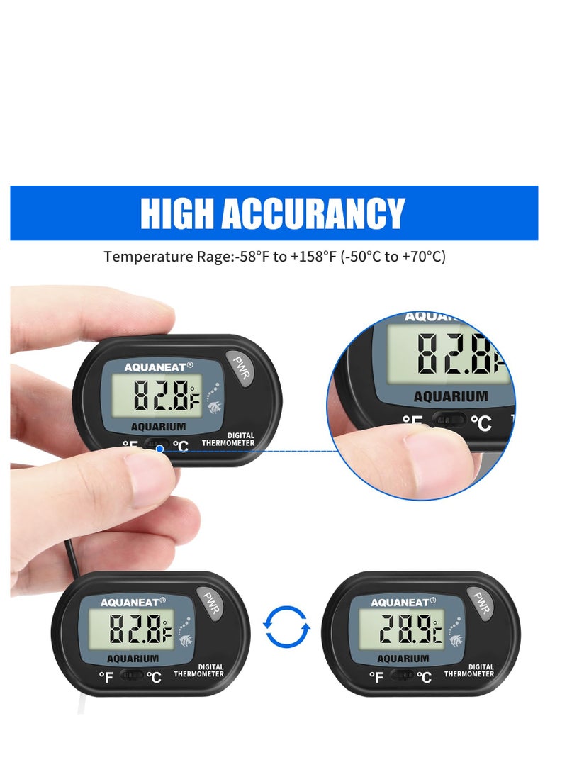 SYOSI - 2 Pack Aquarium Thermometer, Fish Tank Thermometer, Digital Thermometer, Reptile Thermometer, Terrarium Water Temperature Test, with Large LCD Display - Image 1