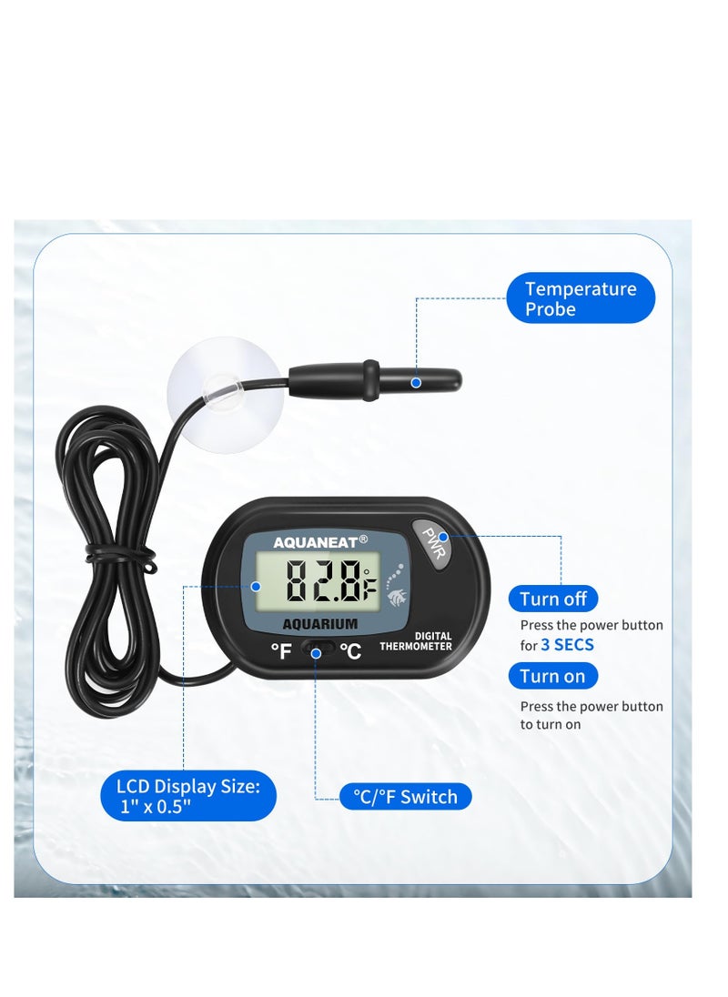 SYOSI - 2 Pack Aquarium Thermometer, Fish Tank Thermometer, Digital Thermometer, Reptile Thermometer, Terrarium Water Temperature Test, with Large LCD Display - Image 1