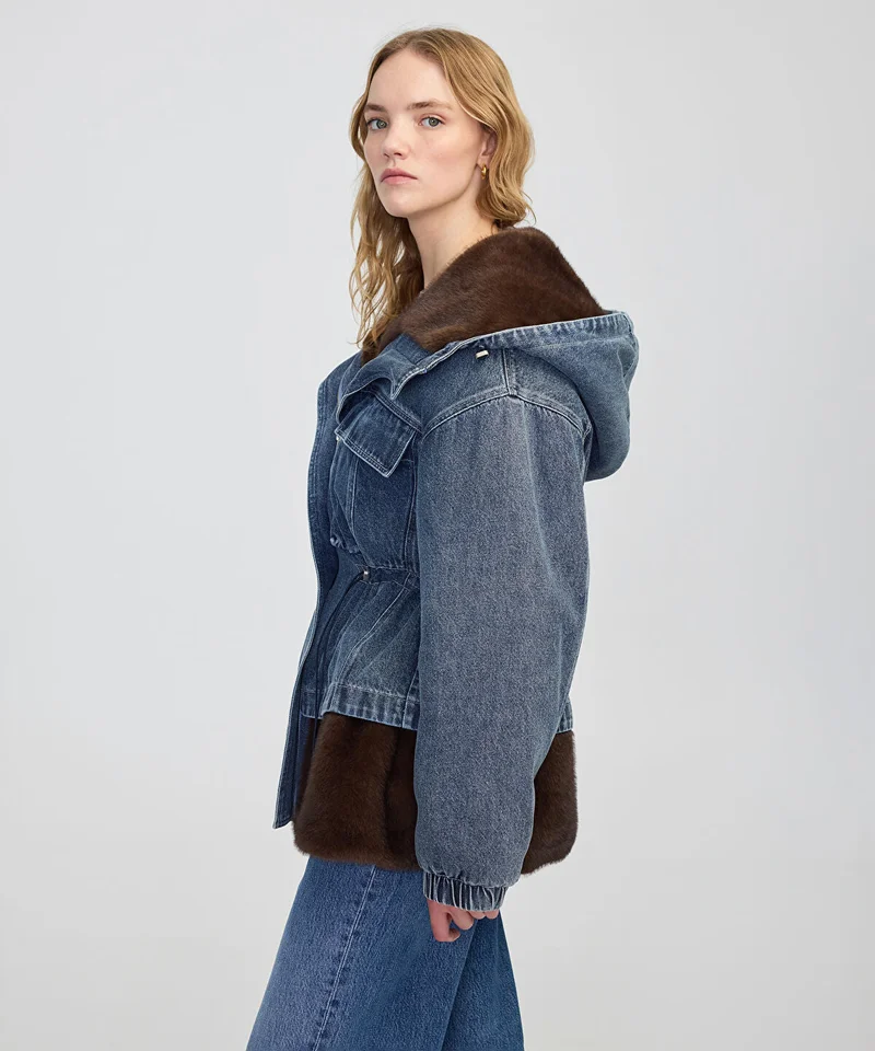 Ipekyol  Mixed Media Denim Coat for Women | Best Price UAE