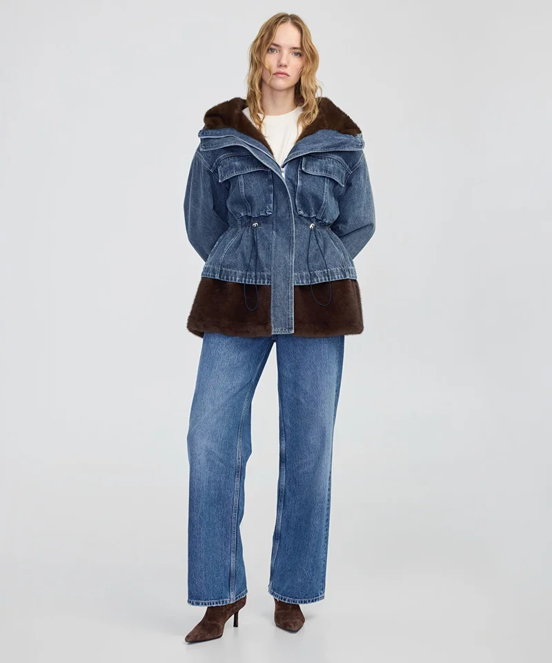 Ipekyol  Mixed Media Denim Coat for Women | Best Price UAE