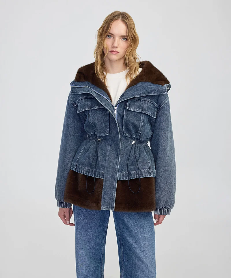 Ipekyol  Mixed Media Denim Coat for Women | Best Price UAE