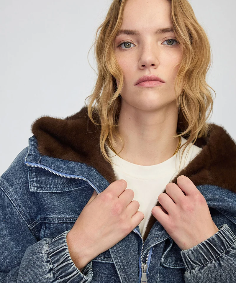 ابيكول Mixed Media Denim Coat