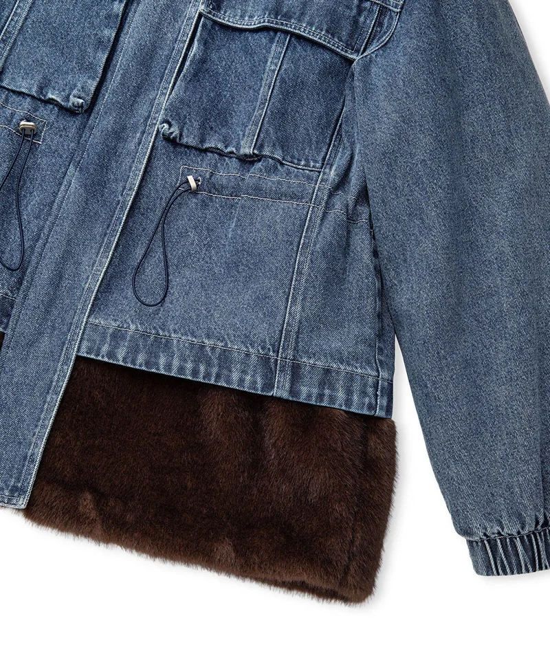 Ipekyol  Mixed Media Denim Coat for Women | Best Price UAE