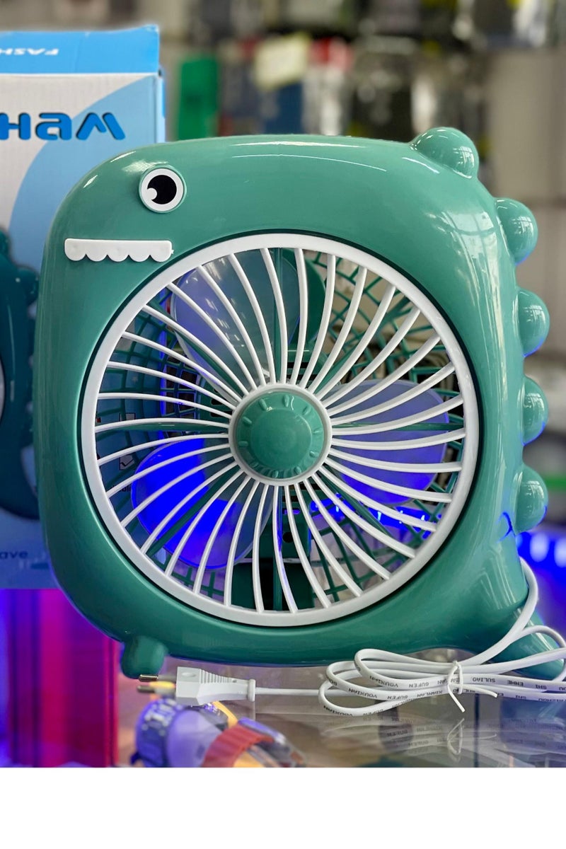 جيهام مروحة مكتب كهربائية بتصميم كرتوني عصري مع رسومات، مروحة ذات رياح قوية وهادئة، مثالية للموسم الحار في المكتب والغرفة والمنزل - Image 3