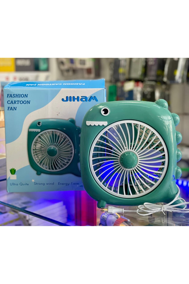 جيهام مروحة مكتب كهربائية بتصميم كرتوني عصري مع رسومات، مروحة ذات رياح قوية وهادئة، مثالية للموسم الحار في المكتب والغرفة والمنزل - Image 1