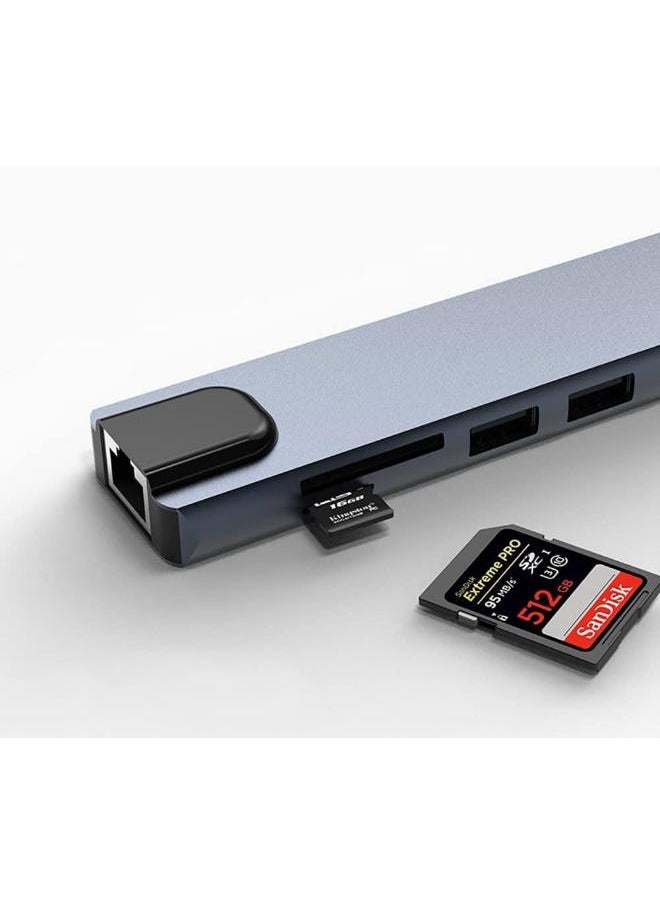 Generic - USB C Hub, 7 in 1 Type C Adapter with USB C to HDMI,1Gbps Ethernet RJ45,100W Power Delivery,2 USB 3.0 Data Ports, SD/TF Card Readers, Compatible for MacBook Pro/Air, and More USB C Device - Image 1
